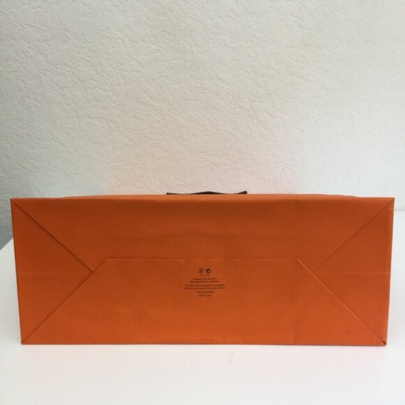 Hermes Shopping Bag 18" x 16" x 6.5" X-Large Orange Paper Gift Bag Authentic - Picture 4 of 15